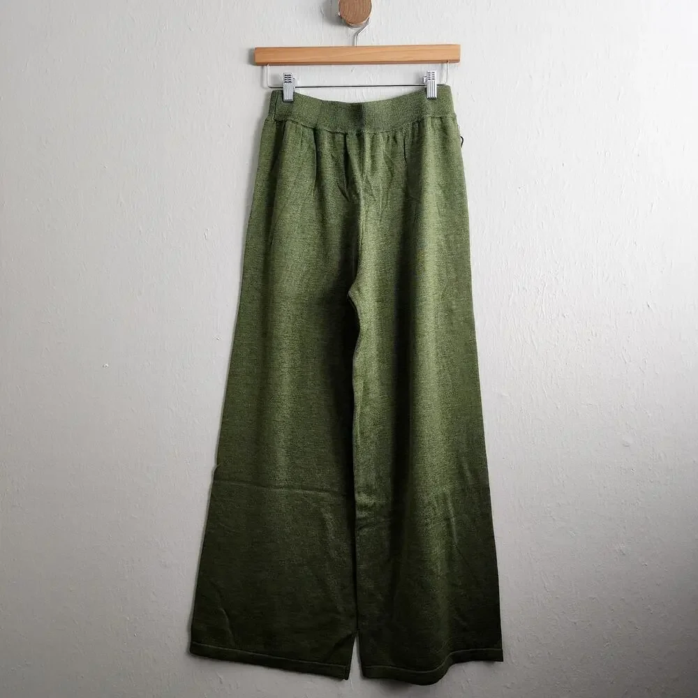 NWT Callahan Knitwear Sage Green Two-Piece Set Revolve One Shoulder Wide Leg S